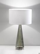 Table lamp Bluebell with smoked ribbed blown glass base
