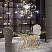 Chandelier Rialto with Mondrian table and chairs by Cantori