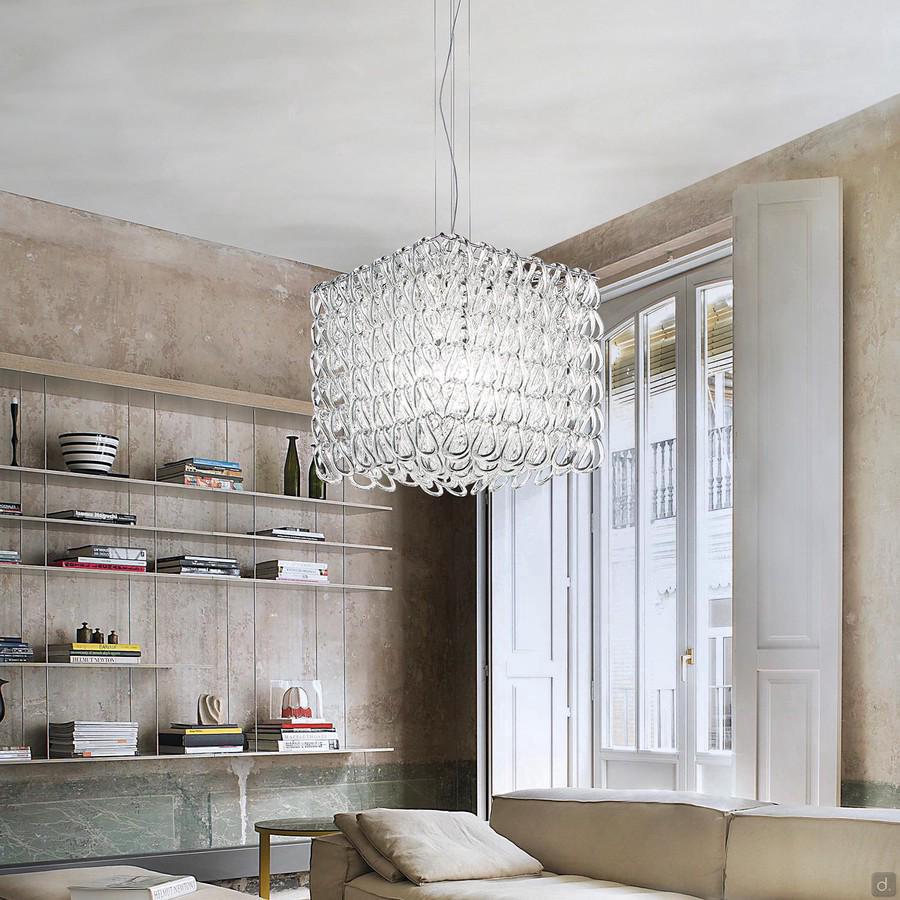 Giogali modern chandelier with glass pendants