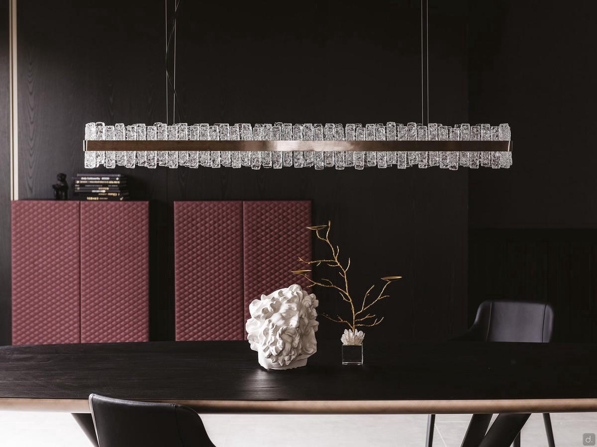 Phoenix rectangular glass pendant lamp by Cattelan with handcrafted elements