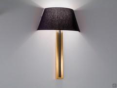 Band lamp in applique version, with gold or chrome bar and white or black fabric shade