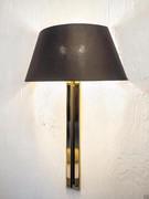 Band lamp in wall-mounted model, with black fabric shade and gold-painted metal base