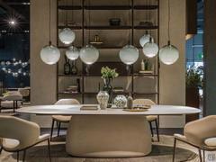 Double composition of Paris round lamps (two rosettes of 4 lamps each) combined with the Botero table with Keramik top