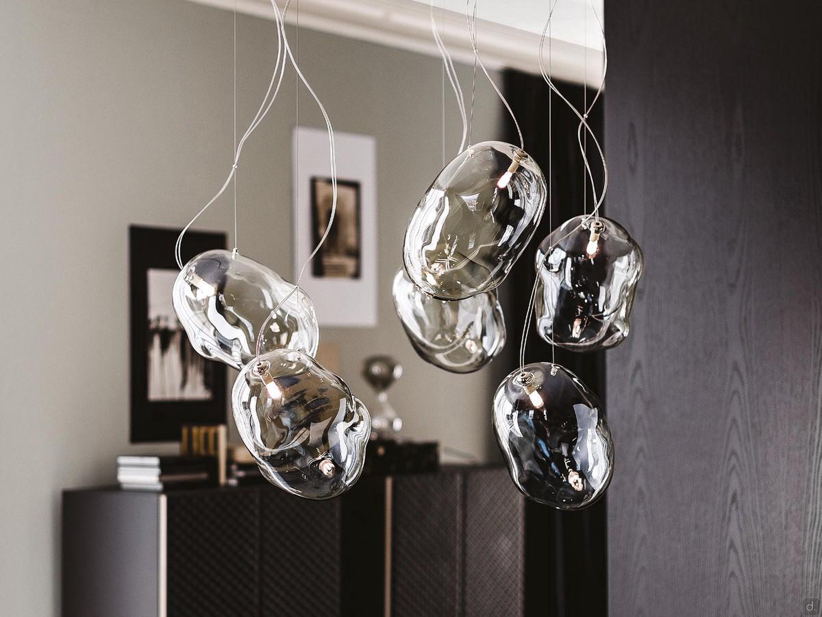 Cloud irregular glass pendant lamp by Cattelan, with Iris finish lampshades