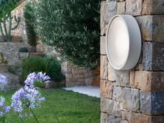 Berlin lamp by Oluce here in the 'Out' version also for outdoor use, wall/ceiling model