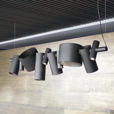 Dancing cylinder pendant lamp by Oluce 