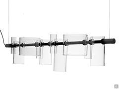 Glass model of the Dancing lamp, seen here in the pendant lamp configuration measuring 120 cm in width