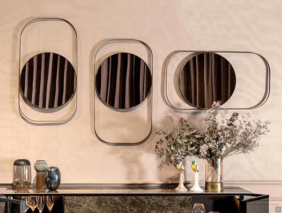 The Oblio Round Mirror with Hollow Frame can be placed in Different Positions thanks to its Original Design
