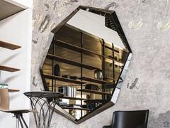Two-metre diameter octagonal Emerald mirror in smoked mirror glass version