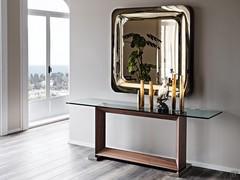 Design mirror with mirrored frame Glenn by Cattelan in bronzed mirrored glass finish