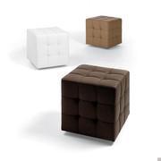 Bob tufted wheeled pouffe uphostered in eco-leather or leather 