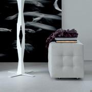 Bob tufted wheeled pouffe uphostered in eco-leather or leather 