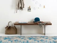 Nouvelle oak hall bench with glass legs