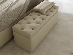 Edison storage ottoman with tufted leather seat