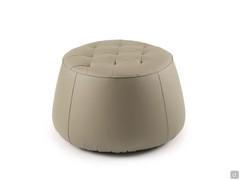 Cobalto round tufted ottoman in faux leather