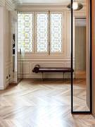 Selma upholstered bench with metal legs ideal for an elegant and refined hallway