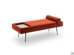 Cathy bench with side shelf made of ribbed glass, convenient as an emptying shelf