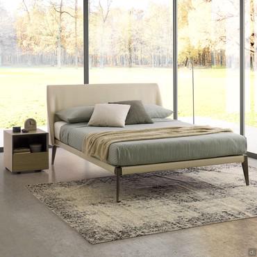 Nobel outlet upholstered bed with exposed metal frame