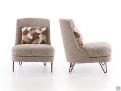 Front and side view of the Beatrix outlet armchair showing the harmonious proportions