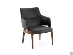 Velis outlet armchair with high back and solid wood frame