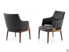 Velis outlet armchair with high back and solid wood frame