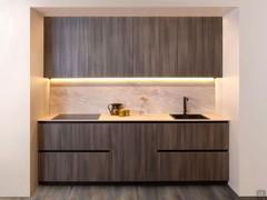 Klab 09_B kitchen - operating block consisting of base and wall units in dark elm melamine