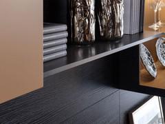 Detail of the 1.4 cm thick shelf in lead matt lacquer.
