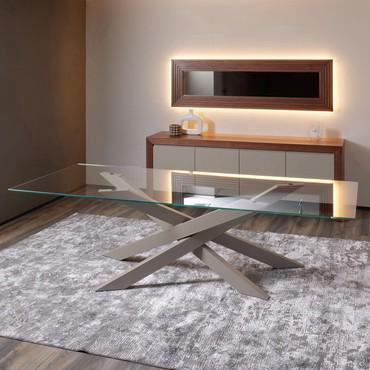 Connor outlet table with metal crossed base