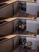 Steel pull-out mechanism for corner cabinet