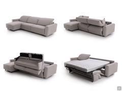 Sequence of opening the bed by rotating the backrest of the Florence sofa