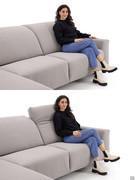 Seating proportions and ergonomics of the Florence outlet sofa with reclining backrests