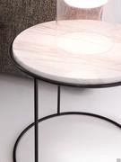 Detail of the polished gold Calacatta Marble top of the Heliodoro bedside table outlet