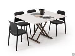 The Bento outlet table, transformed into a dining table, can seat 6 diners