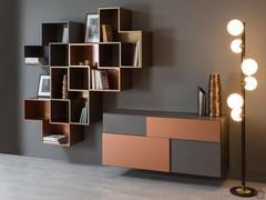 Suspended sideboard and composition of matching shaped Fly Deco and Cube outlet shelves
