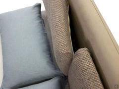 Detail of the headboard cushions applied in front of the panel, easily removable for removal and washing