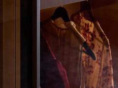 Painted metal frame handle detail