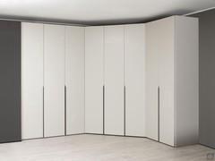 Mind Player outlet hinged wardrobe with dressing corner in matt dove-coloured lacquer