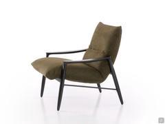 Upholstered armchair with Sintra outlet wooden frame and cushions upholstered in Nabuk leather