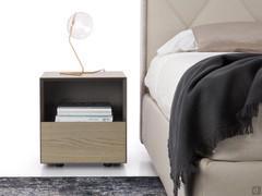 Front view of the California outlet bedside table with drawer and open compartment