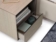 Detail of open drawer with 45° cut-out front 