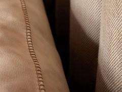 Detail of the 'horse stitch' stitching of the headboard cushions