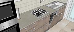 3D Open Space design - kitchen view - finishing detail