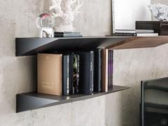 Designer shelves Pendola by Cattelan in graphite lacquer and Canaletto walnut veneer versions