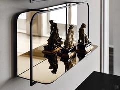 Tresor shelf by Cattelan with shelf and back in bronzed mirror, structure in black embossed metal