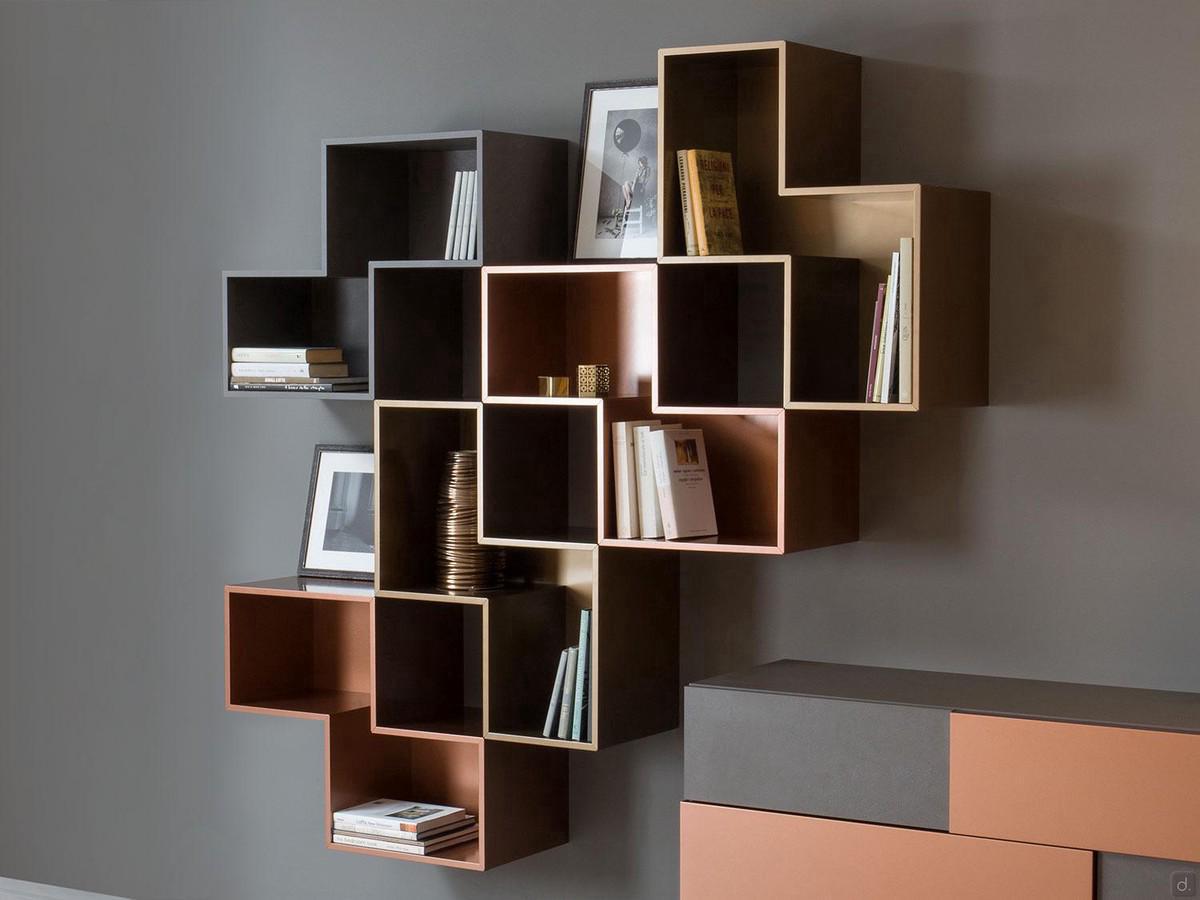 Cube modular shaped shelf with back panel