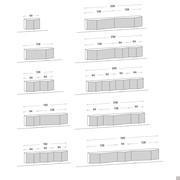 Pyramide design sideboard with 3D doors - Models and Measurements (wall-mounted version)