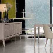 Natural gray walnut solid wood design sideboard Aiko, with saw-effect fronts
