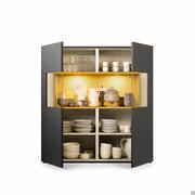 Start cupboard in matt lacquer with open compartment in contrasting colour