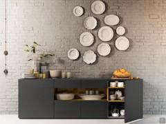 Start sideboard with glass display case or open compartment