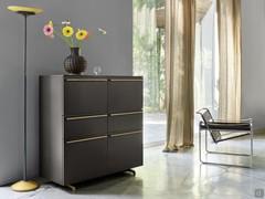 Wooden living room cupboard Fly with drop-down doors, hinged doors and drawers